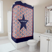 Amerikaanse vlag Patriottic Pattern Star Douchegordijn (In situ)