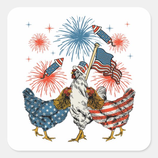 Amerikaanse vlag Patriottisch 4 juli Vierkante Sticker (Voorkant)