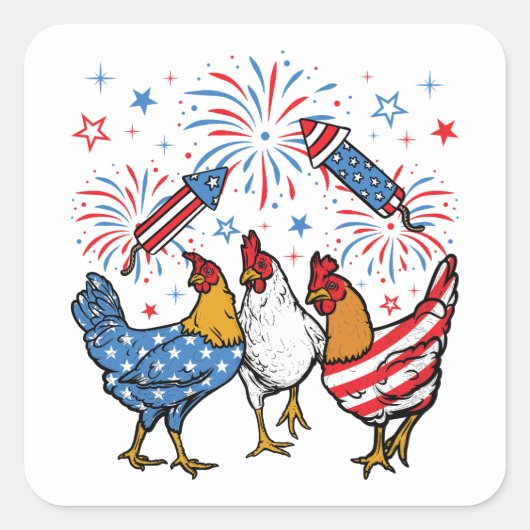 Amerikaanse vlag Patriottisch 4 juli Vierkante Sticker (Voorkant)