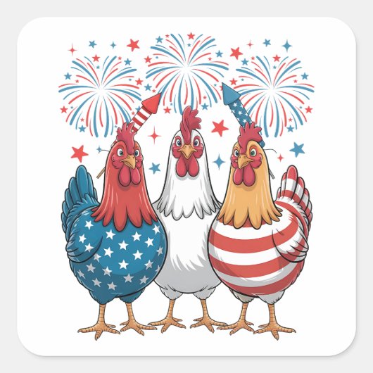 Amerikaanse vlag Patriottisch 4 juli Vierkante Sticker (Voorkant)