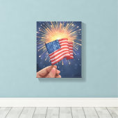 Amerikaanse Vlag Patriottisch Canvas Afdruk (Insitu (Houten vloer))