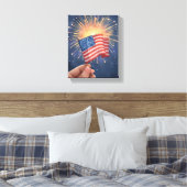 Amerikaanse Vlag Patriottisch Canvas Afdruk (Insitu (Slaapkamer))