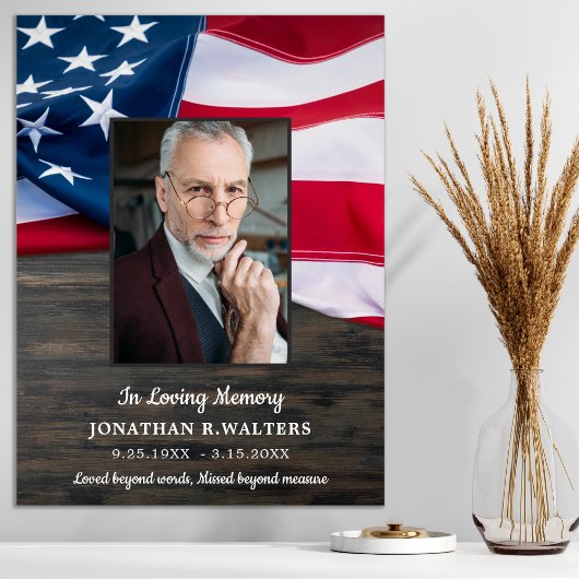 Amerikaanse vlag Patriottisch herdenkingsfoto rouw Poster