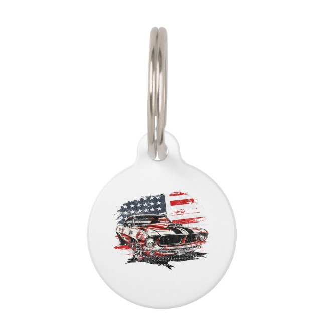 Amerikaanse Vlag Patriottisch  Huisdierpenning (Voorkant)