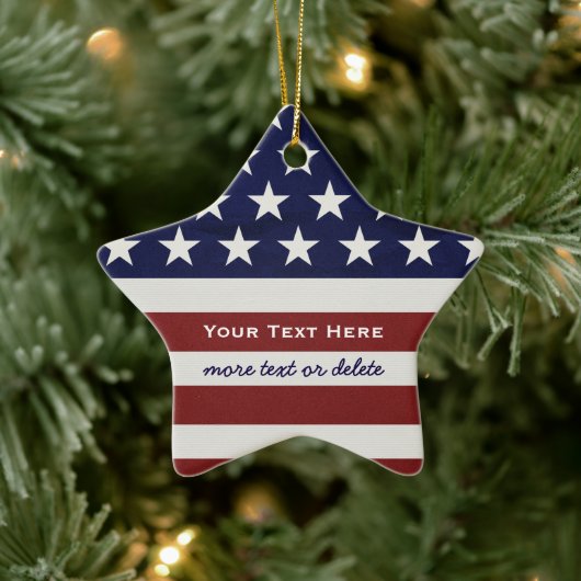 Amerikaanse Vlag Patriottisch Juli 4 Kerstmis Keramisch Ornament (Boom)