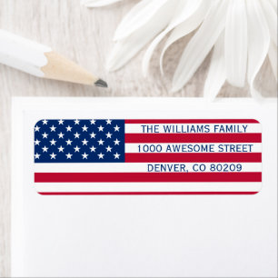 Amerikaanse vlag Patriottisch Land Red White Blue Etiket