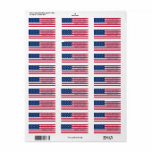 Amerikaanse vlag Patriottisch Land Red White Blue Etiket (Full Sheet)