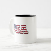 Amerikaanse vlag patriottisch ontwerp tweekleurige koffiemok (Voorkant links)