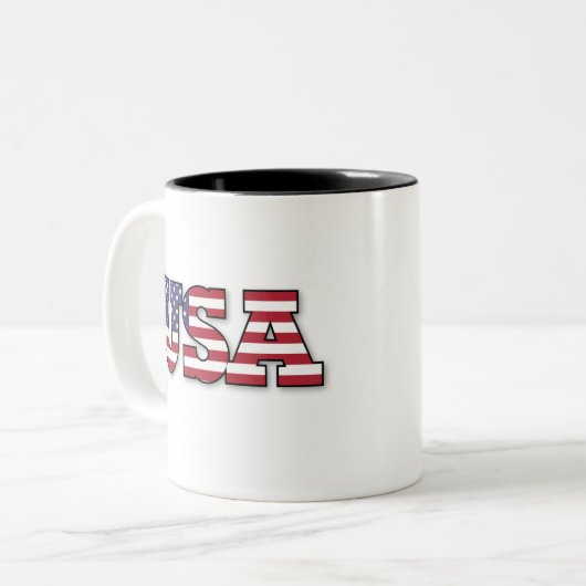 Amerikaanse vlag patriottisch ontwerp tweekleurige koffiemok (Voorkant links)