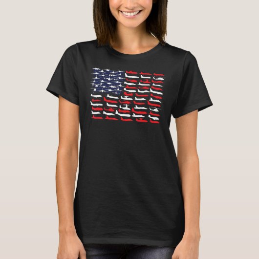 Amerikaanse vlag Patriottisch Vliegtuig T-shirt (Voorkant)