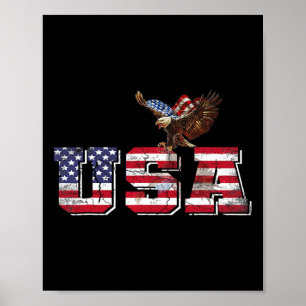 Amerikaanse Vlag Patriottische 4e Juli Adelaar Voo Poster