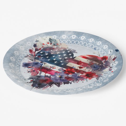 Amerikaanse vlag patriottische 4th Juli onafhankel Papieren Bordje (Gekanteld)