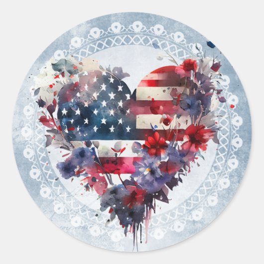 Amerikaanse vlag patriottische 4th juli onafhankel ronde sticker (Voorkant)