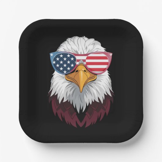 Amerikaanse vlag Patriottische adelaar 4 juli Papieren Bordje (Voorkant)