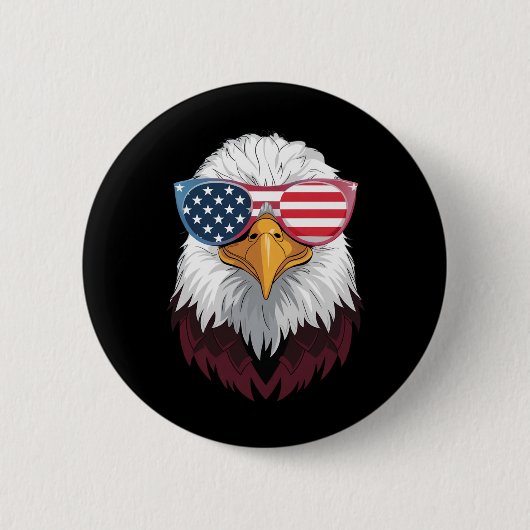 Amerikaanse Vlag Patriottische Adelaar 4 juli Ronde Button 5,7 Cm (Voorkant)