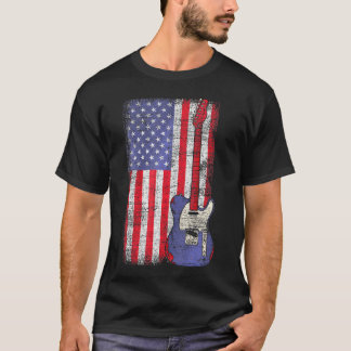 Amerikaanse vlag Patriottische Amerika gitaar T-shirt