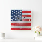 Amerikaanse vlag Patriottische Beauty  Vierkante Klok (Huis)