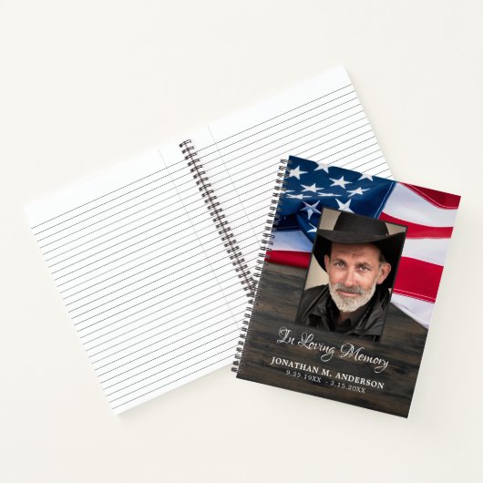 Amerikaanse vlag Patriottische begrafenis foto Mem Notitieboek (Binnen)