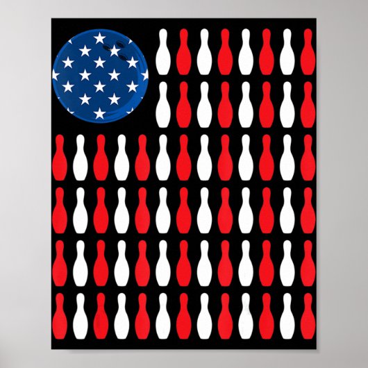 Amerikaanse vlag - Patriottische Bowler & Bowling Poster (Voorkant)