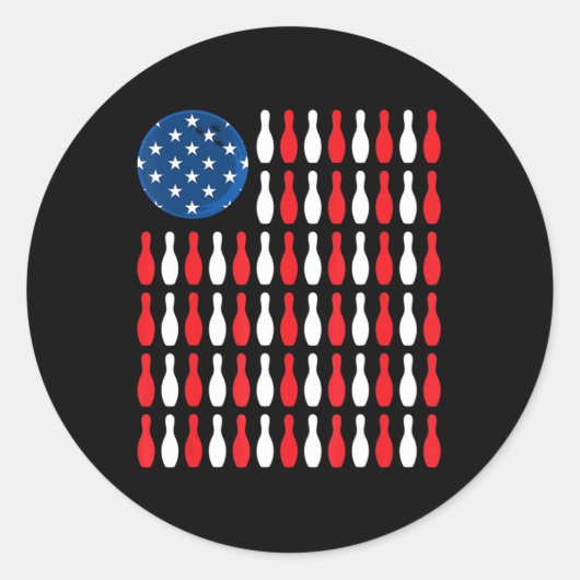 Amerikaanse vlag - Patriottische Bowler & Bowling Ronde Sticker (Voorkant)