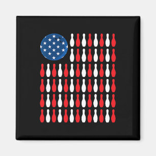 Amerikaanse vlag - Patriottische bowler en bowling Magneet