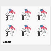 Amerikaanse vlag Patriottische bride en Groom Ronde Sticker (Vel)