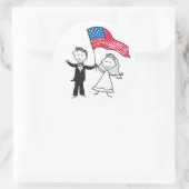 Amerikaanse vlag Patriottische bride en Groom Ronde Sticker (Tas)