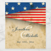  Amerikaanse vlag Patriottische bruiloft Wijn Etiket (Enkel label)