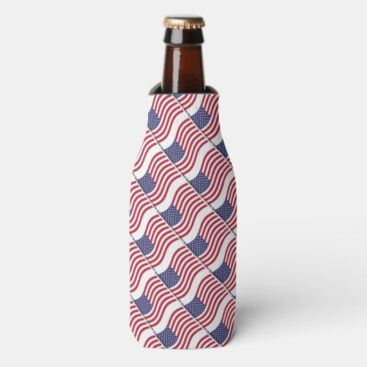 Amerikaanse Vlag Patriottische Feestdag Flesjeskoeler (Fles Voorkant)