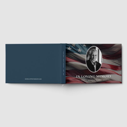 Amerikaanse vlag Patriottische foto begrafenis Mem Gastenboek (Volledig)