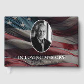 Amerikaanse vlag Patriottische foto begrafenis Mem Gastenboek (Voorkant)
