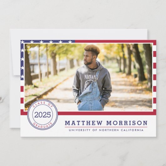 Amerikaanse vlag | Patriottische fotoafstudeerfees Kaart (Voorkant)