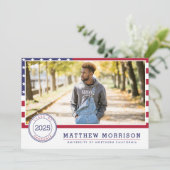 Amerikaanse vlag | Patriottische fotoafstudeerfees Kaart (Staand voorkant)