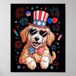 Amerikaanse Vlag Patriottische Goldendoodle 4 juli Poster