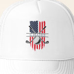 Amerikaanse vlag Patriottische Golfer Trucker Pet<br><div class="desc">Creëer je eigen American Flag Patriotic Golfer Trucker Hat! Personaliseer dit ontwerp met uw eigen tekst. U kunt dit ontwerp verder aanpassen door desgewenst op de knop "Ontwerp bewerken" te klikken.</div>