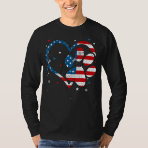 Amerikaanse vlag Patriottische hond en kat poot af T-shirt