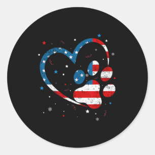 Amerikaanse vlag Patriottische hond en kattenpoot  Ronde Sticker