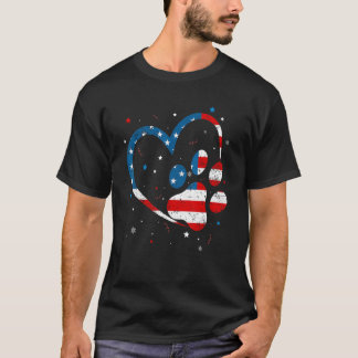 Amerikaanse Vlag Patriottische Hond & Kat Pootafdr T-shirt
