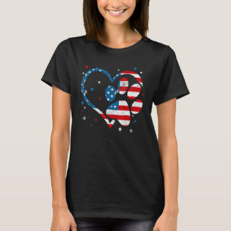 Amerikaanse Vlag Patriottische Hond & Kat Pootafdr T-shirt
