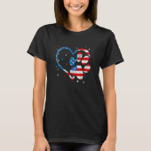 Amerikaanse vlag Patriottische hond Pauw print 4 u T-shirt (Voorkant)