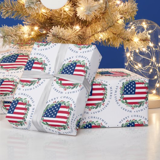 Amerikaanse vlag Patriottische kerstkreet Cadeaupapier (Feestdagen)