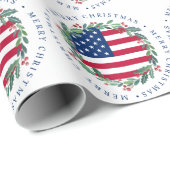 Amerikaanse vlag Patriottische kerstkreet Cadeaupapier (Rol Hoek)