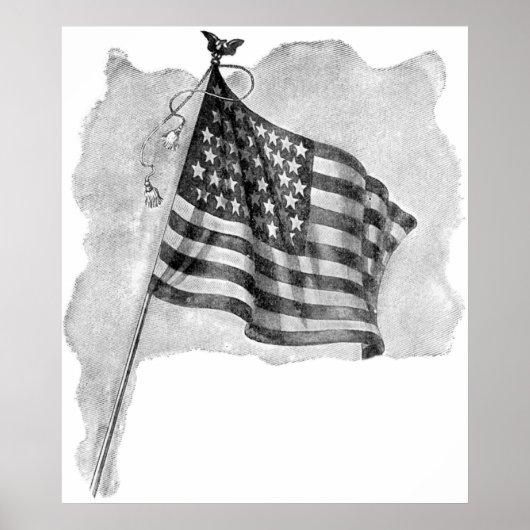 Amerikaanse vlag Patriottische  kunst Print (Voorkant)