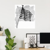 Amerikaanse vlag Patriottische  kunst Print (Thuiskantoor)