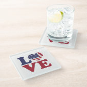 Amerikaanse vlag Patriottische Liefde Glazen Onderzetter (Schuin)