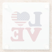 Amerikaanse vlag Patriottische Liefde Glazen Onderzetter (Achterkant)