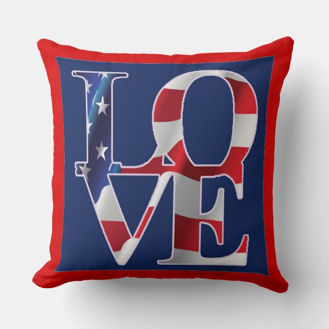 Amerikaanse vlag Patriottische Liefde Kussen (Voorkant)