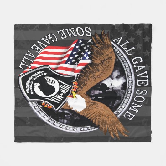 Amerikaanse vlag, patriottische militaire adelaar fleece deken (Voorkant (Horizontaal))