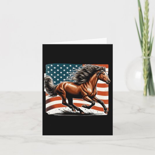 Amerikaanse vlag Patriottische paard Horseback Rid Kaart (Voorkant)