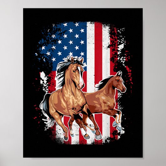 Amerikaanse vlag Patriottische paard Horseback Rid Poster (Voorkant)